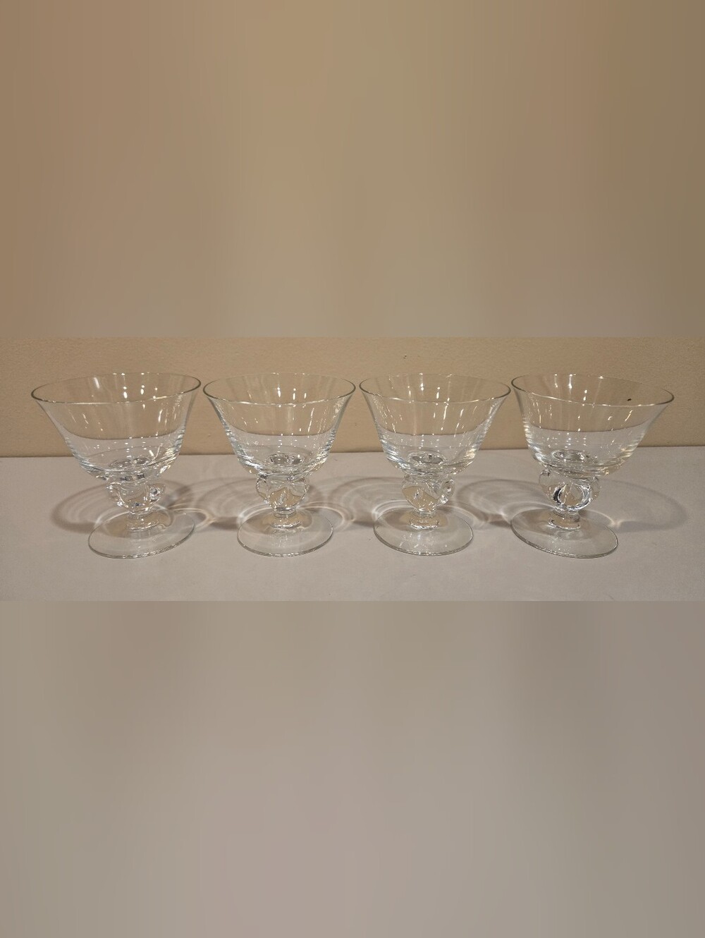 Vintage Astrid Five Lobe Stem Clear Glass Dessert Coupes - Set of 4